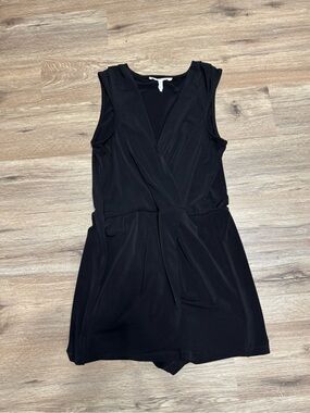 BCBGeneration Black Sleeveless Wrap Romper